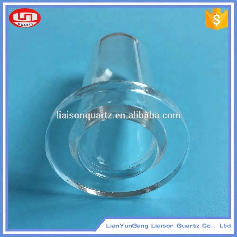 Polished round fused quartz tube with flange