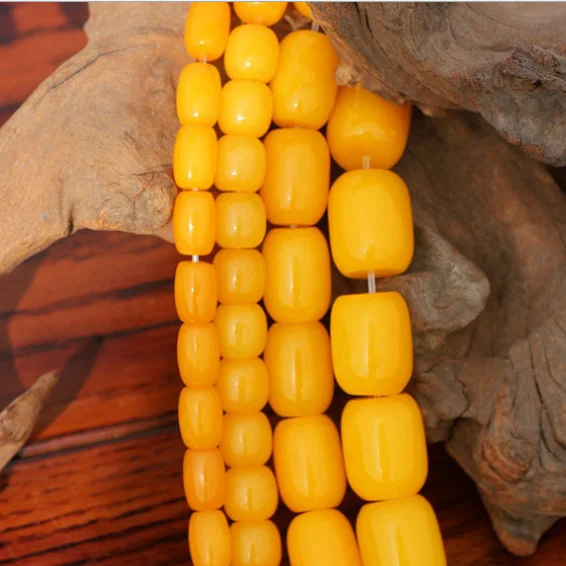 Bodhi Seed Bead Necklace Mala Turkish Buddhist Yellow Bodhi Seed 108 amber beads Mala Necklaces