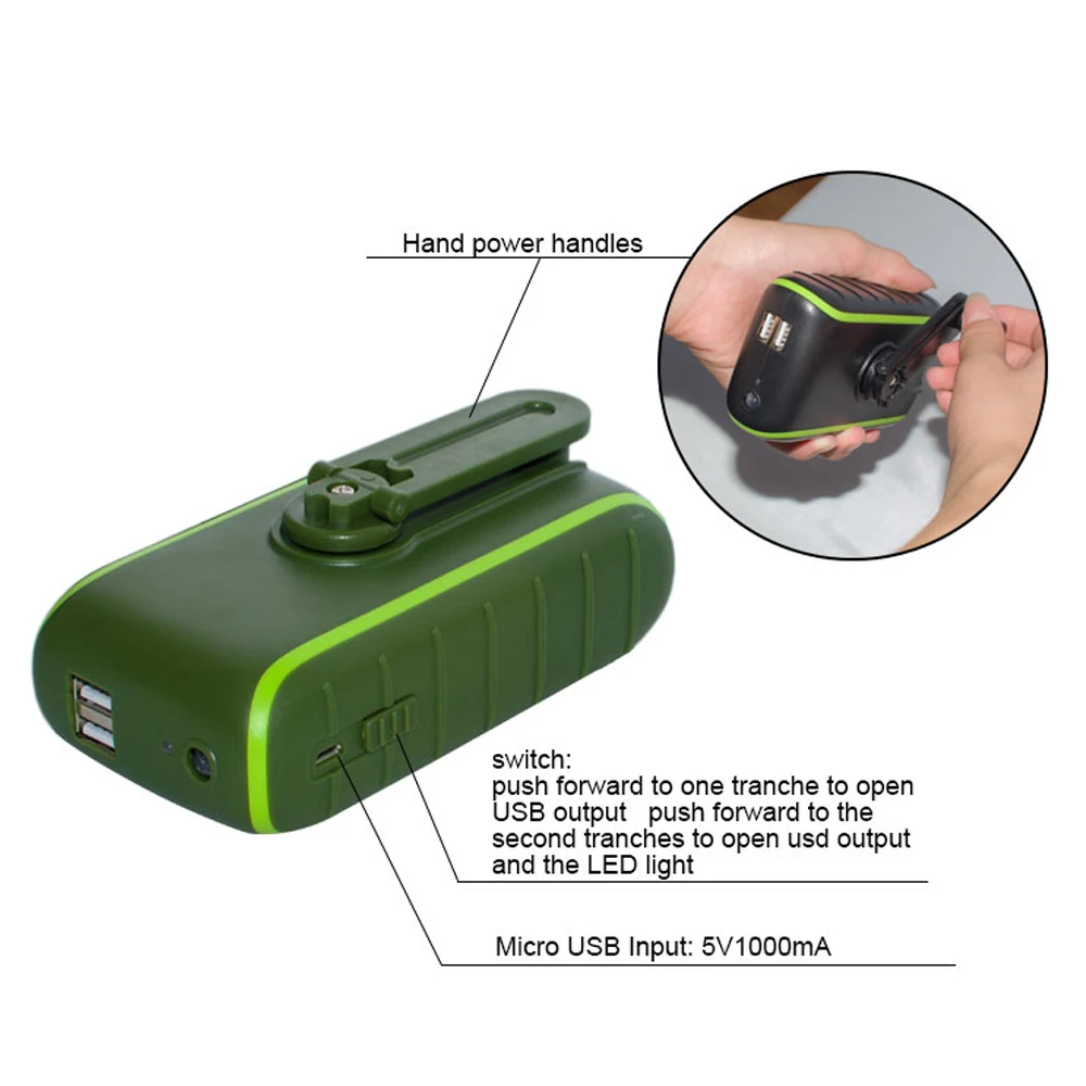outdoor LED flashlight torch solar hand dynamo mobile phone emergency charger