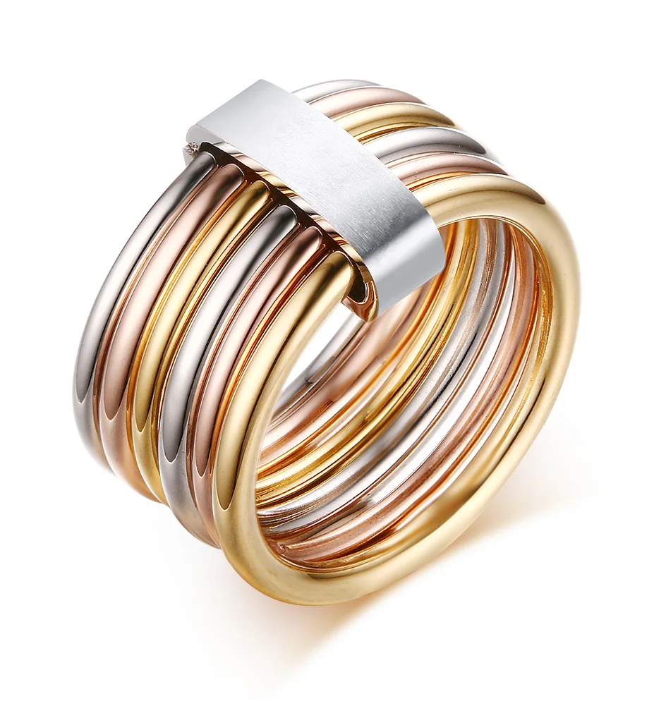 Japan and South Korea fashion jewelry wholesale, stainless steel six golden ring YSS470