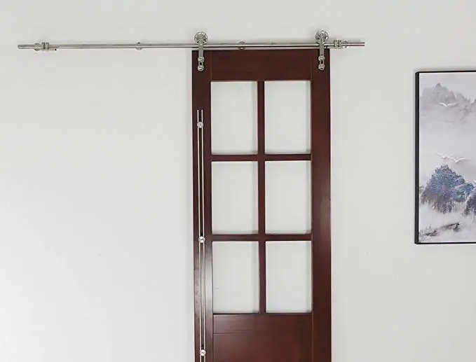 5 ft stainless steel brushed rotatable spoke wheel sliding barn wood door hardware single door kits