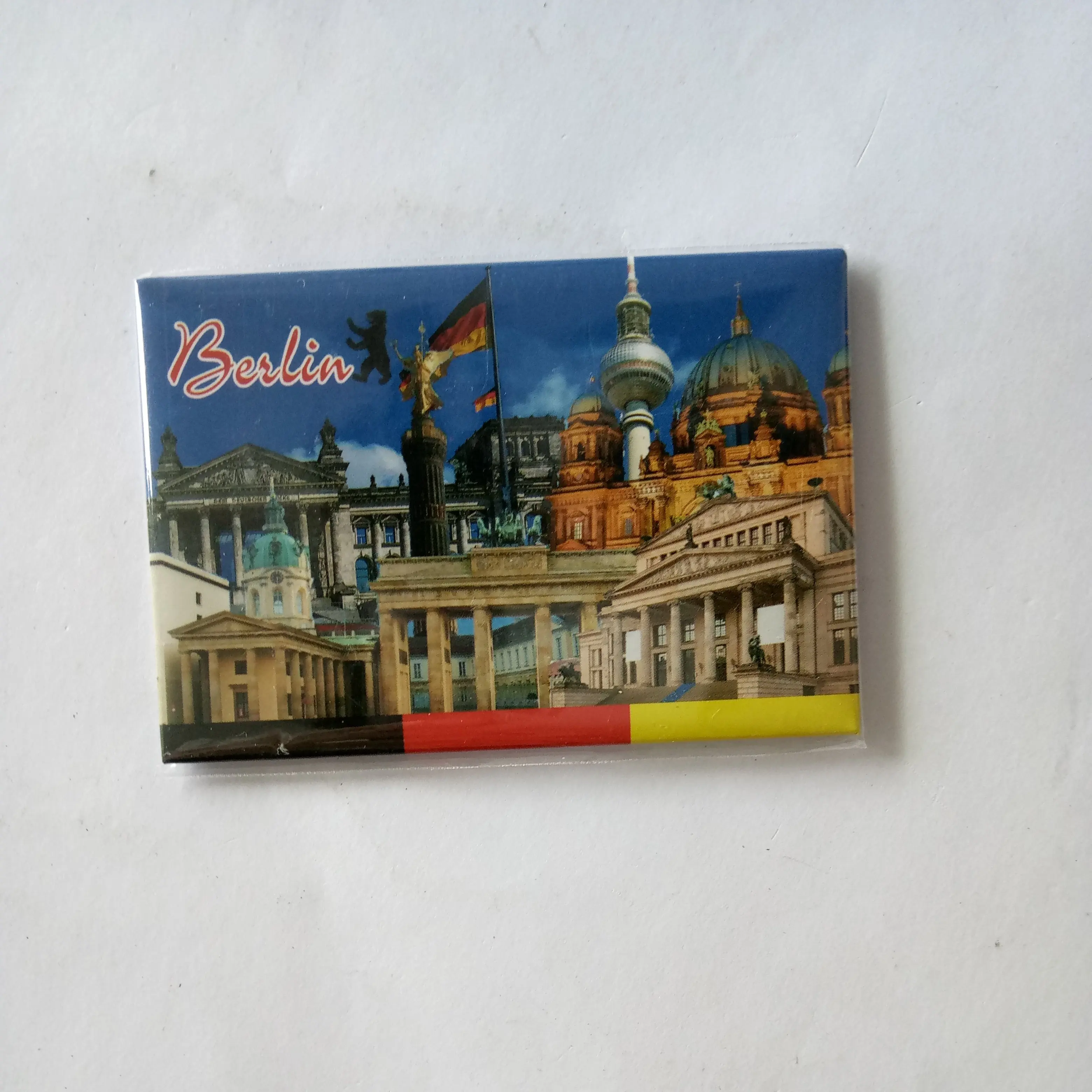 custom printed Berlin paris tin Metal tourist souvenir cities fridge magnet