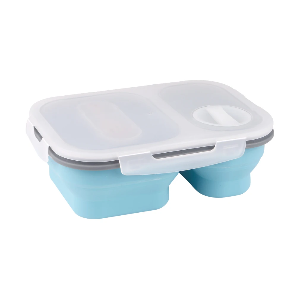 Collapsible lunch box food storage container microwavable portable picnic camping rectangle food box