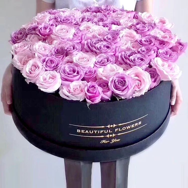 Black Cylinder Flower Box Wholesale Large Cardboard Round Cylinder Flower Paper Box For Flower