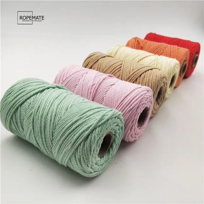 2mm 3 strands colored macrame cord 100 meters per roll