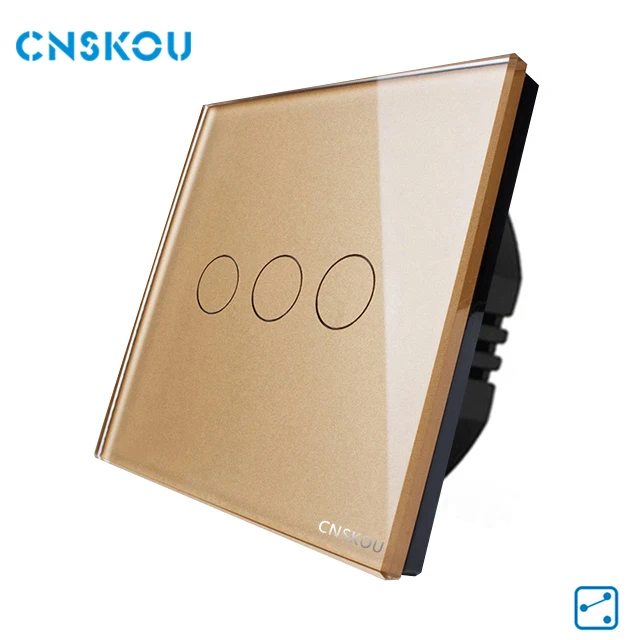стандартный ЕС 3 gang 2way закаленное стекло экран мягкой вкл выкл настенные светильники сенсорный выключатель
