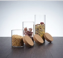 wholesale cylinder tube  borosilicate glass jars cork lid for candle jars