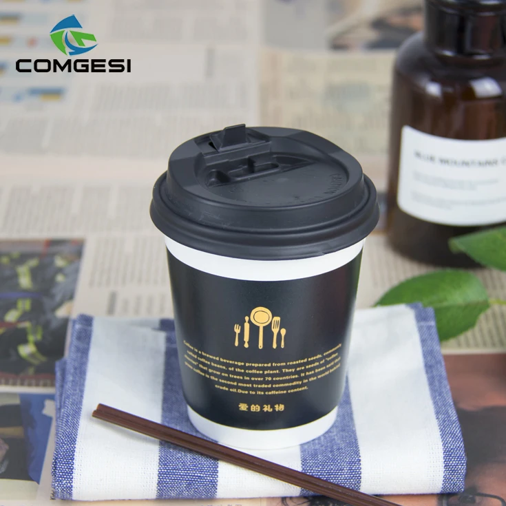 biodegradable colorful new design free sample logo printed food paper cup wholesale factory price with lid sleeve cover