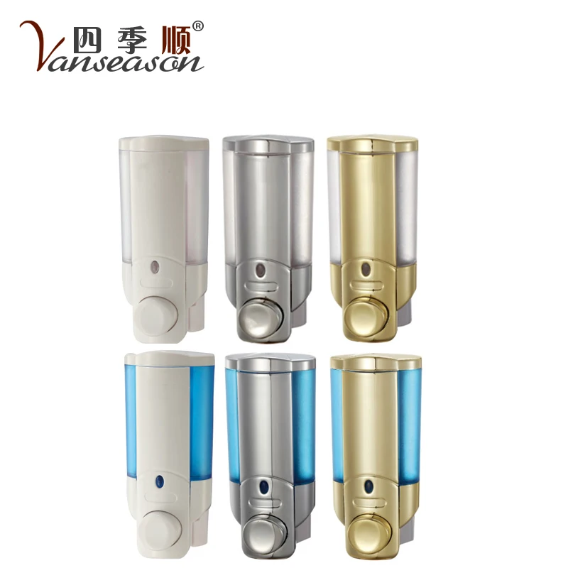 Wall Mounted Chromed Manual Liquid Plastic Soap Dispenser For Bathroom Use