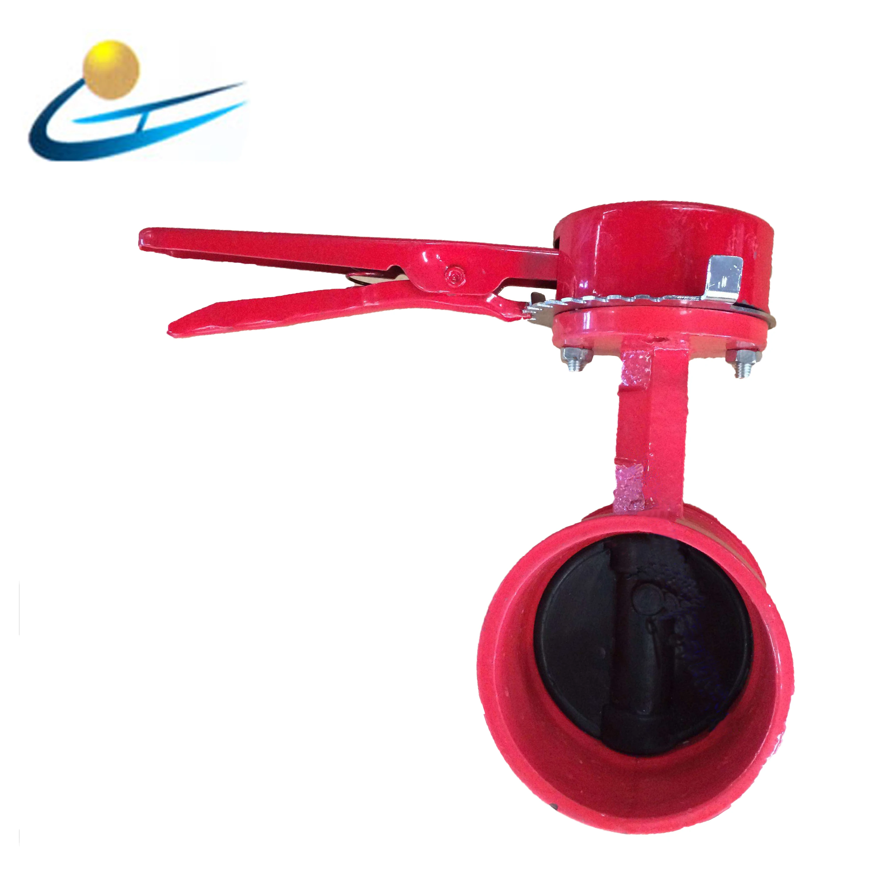 ductile iron cast iron fire fighting socket handle handwheel  grooved butterfly valve