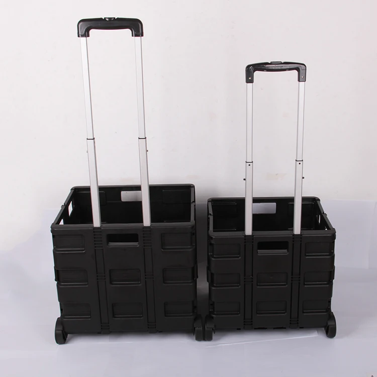 25KG Foldable Multi-function Rolling Shopping Cart /Two-wheeled Plastic Handle Utility Cart