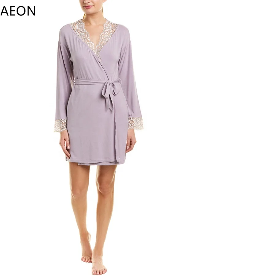 Wholesale Silk Satin Rayon Cotton Bridal Lace Robe for Women