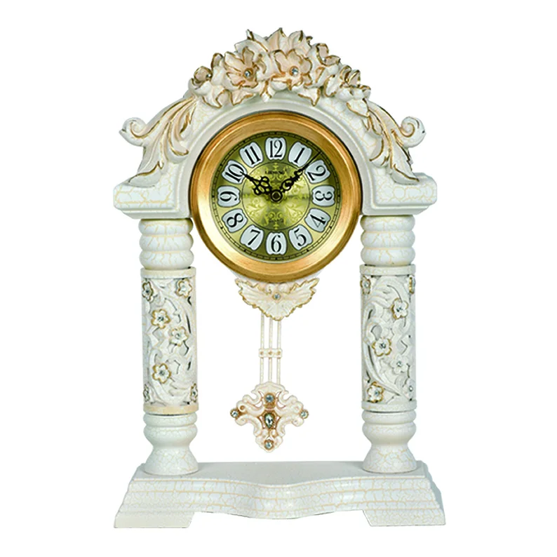fashion decoration desk clock with pendulum polyresin desk clock 1463