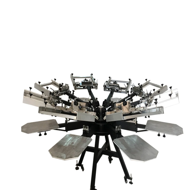 Ручная 8 цветов станций шелкотрафаретная печатная машина футболки карусель ротационный полный комплект