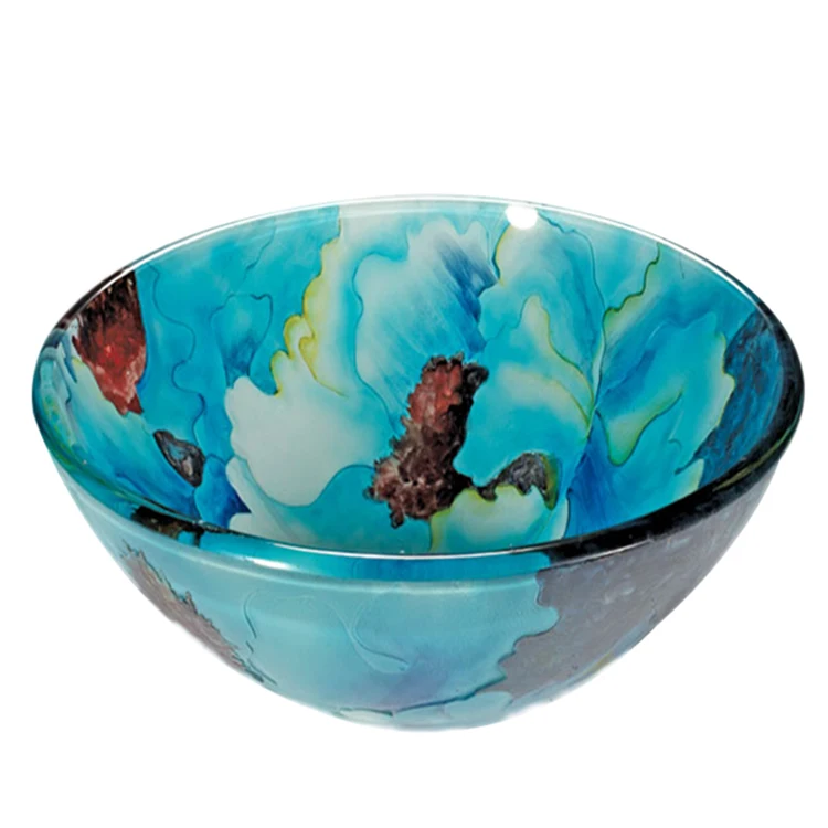 Mexican Painted Washing Colored Glass Vessel Bowl Sink Basin