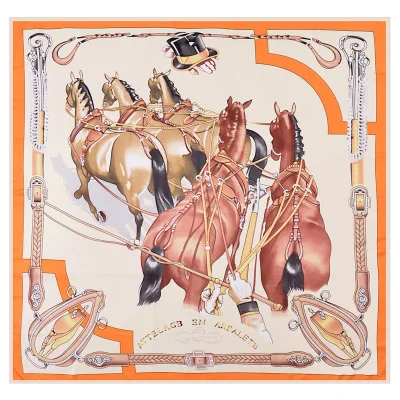New Design Personalized Horse 130 *130 Printed Twill Silk Scarf