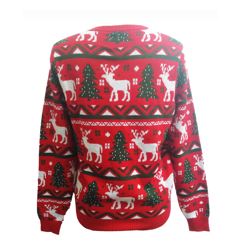 OEM/ODM festive tree& deer pattern ugly christmas sweater