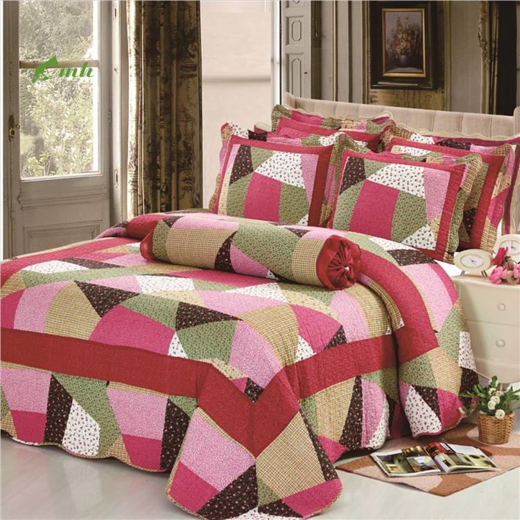 Modern Luxurious Reversible Bed Cover Queen Size Floral Printed Bedspread Coverlet