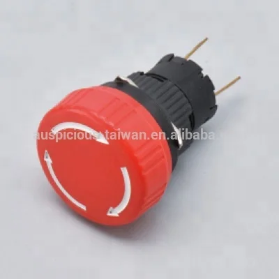 
16mm IP65 Waterproof Latching Emergency Stop, Momentary Mushroom Head Push Button Switch 