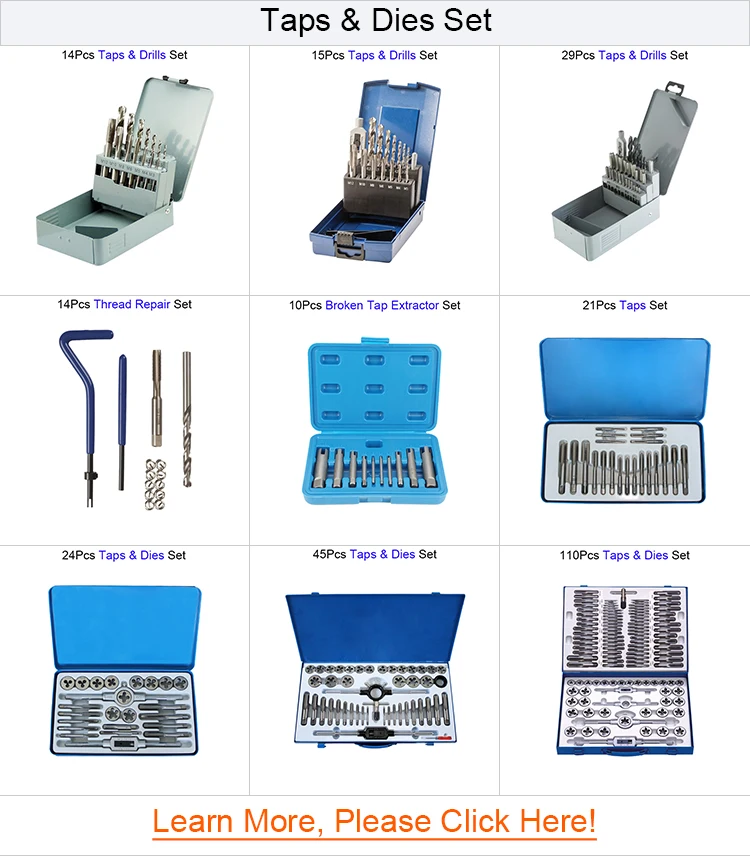 24Pcs ANSI Hand Tap and Drill Bit Set for Steel Aluminium Stainless Steel Hole Making and Tapping in  Box