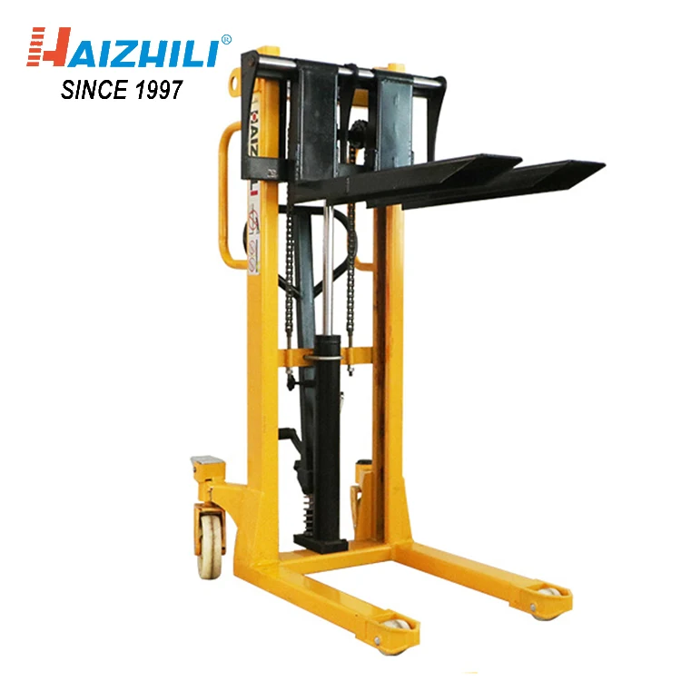 500KG 1000kg 2000kg 3000kg Loading Capacity 1100-1600mm Lifting Height Portable Mini Manual Hand Stacker Forklift