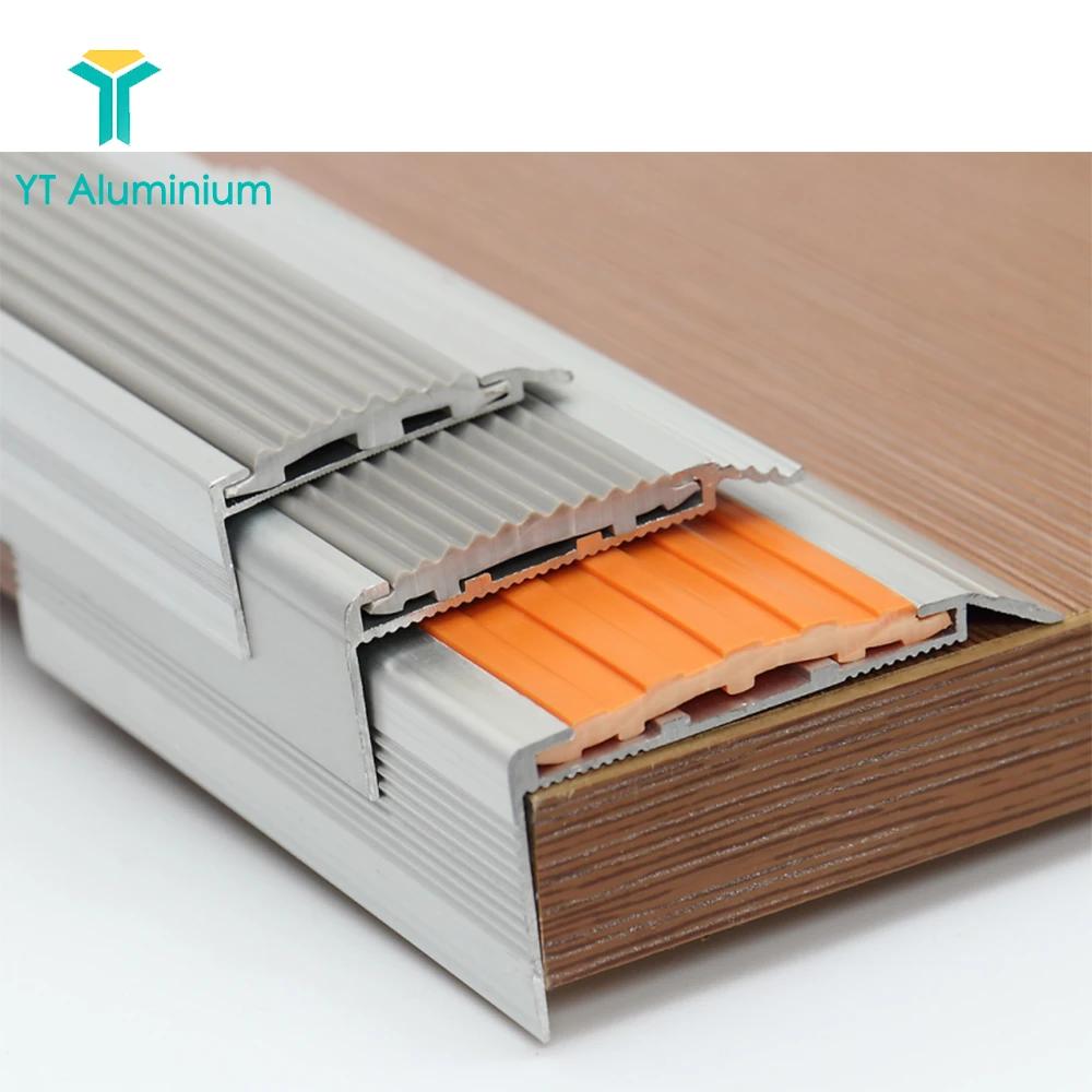 Aluminium stair nosing with rubber insert 37mm x 75mm