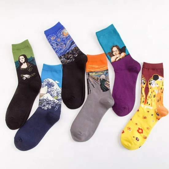 Breathable anti-bacterial cotton fashion ankle socks art custom painting socks
