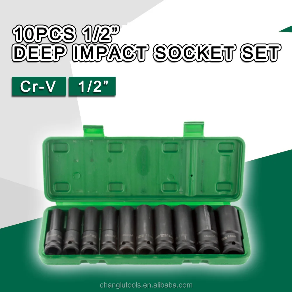
10 pieces Phosphate impact deep socket wrench set car repair tools kit 