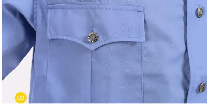 Safety Guard Security Uniform Blue Long Sleeves Shirts Light Weight Breathable Soft Feeling