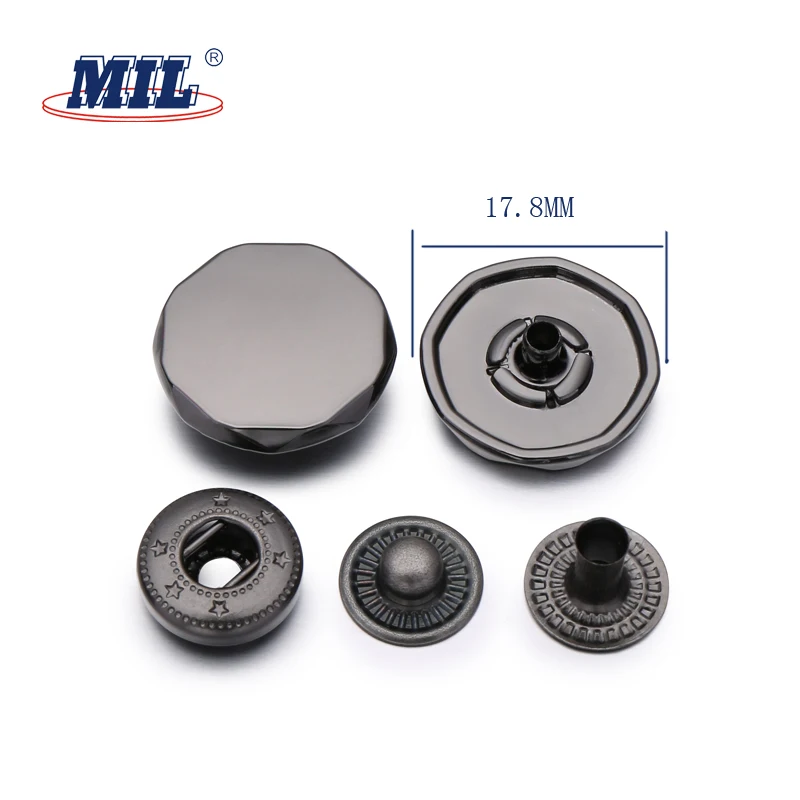 High Quality Zinc Alloy Gold Flat Press Metal Snap Fastener Button