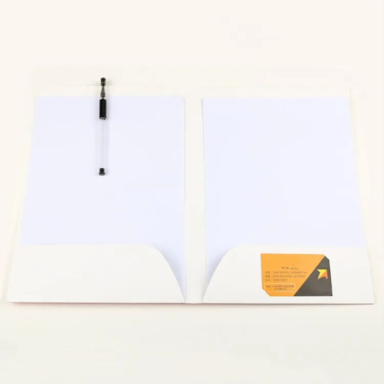 Kraft Paper Presentation Folder Gift Paper File OEM Logo Printed Promotional A4 Size White Promotional Gift & Office Usage