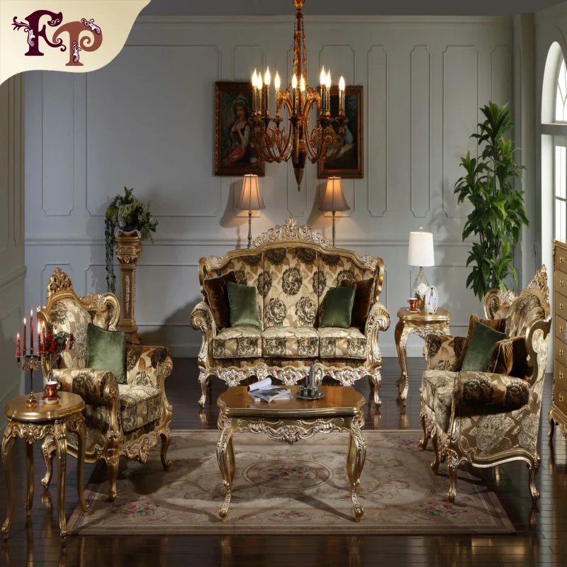 Indoor furniture of Europe style sofa set hand crave royal reproduction sofa set