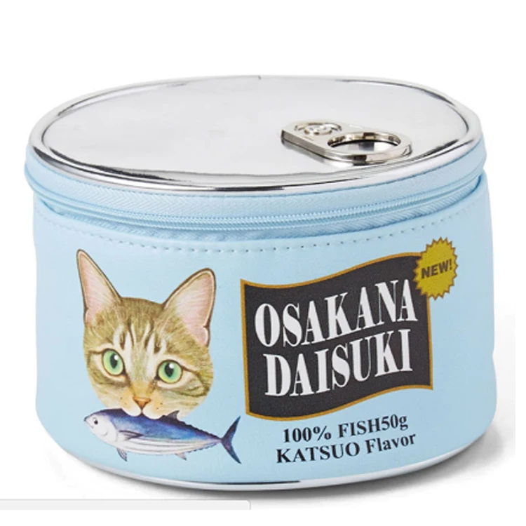 Factory Custom Cat Cosmetic Bag Portable Cute Girl Makeup Bag Lipstick Canned Fish Cosmetic Bag