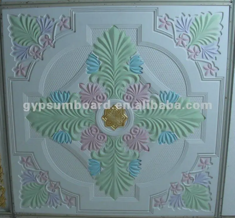 
60x60 or 2x2 painted artistic fiberglass gypsum ceiling tiles 