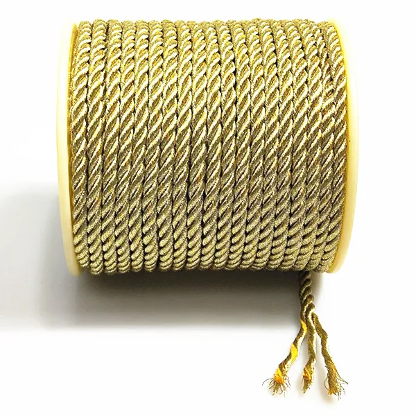Selling garment accessories 5mm gold silver colour metallic yarn  twisted rope