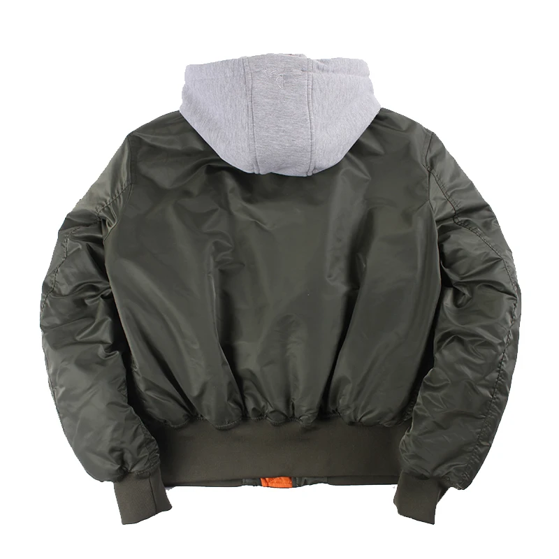 Wholesale ma1 casual hooded green plain bomber jacket men