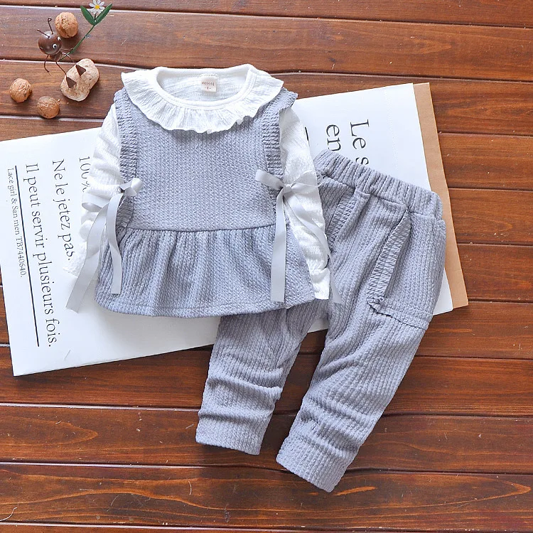 Hao Baby Autumn Girls Toddler Clothes Sets Three-Piece Set Infant  Korean Version Cotton Suit