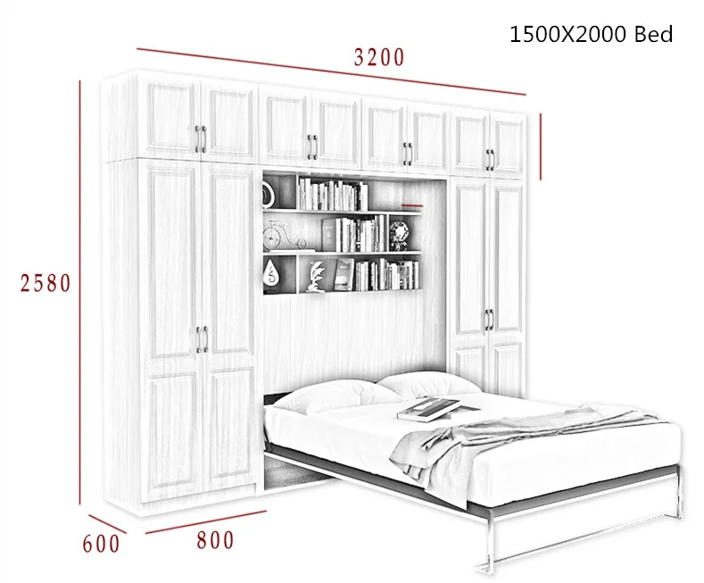 Apartment Space Saving Lightweight Double Invisible Folding Bed