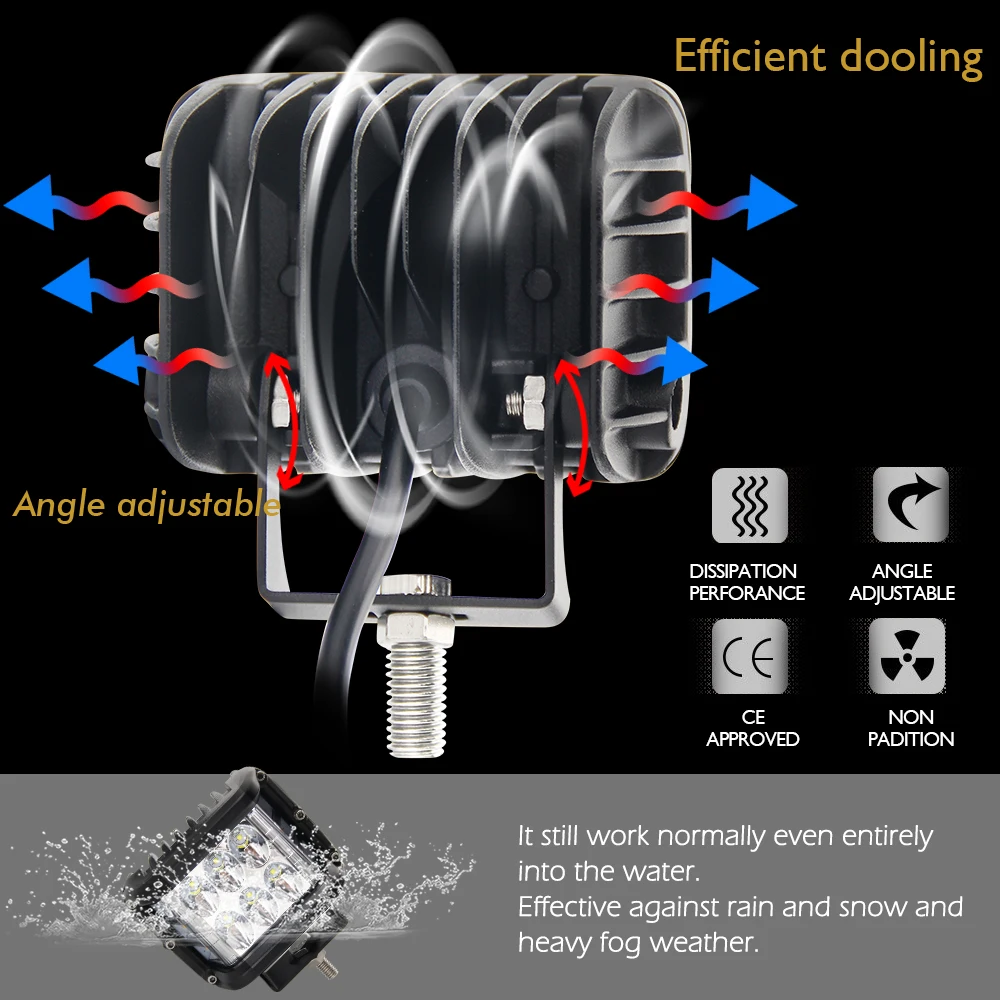 Factory Led Strobe Pod Yellow White Bule Red Led Driving Auxiliary Motorcycle Offroad Truck 3 inch Side Shooter Led Work Light