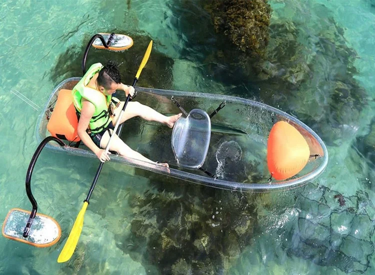 Transparent Crystal Clear caribe clear bottom kayak for sale 1 or 2or 8 adults