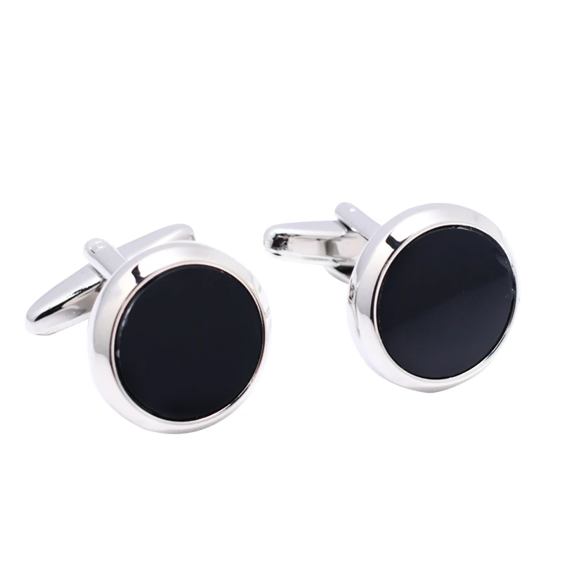 Новые деловые мужские круглые черные агатовые запонки оптом