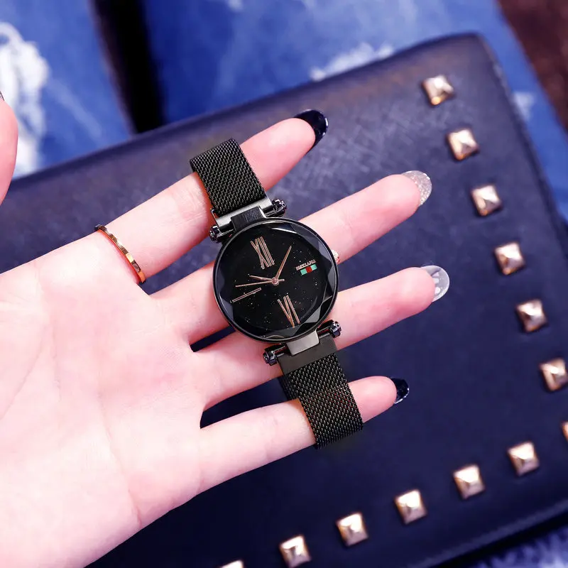 Best Seller Ready Stock Mesh Belt Fashion Ladies Magnet Watch Quartz  Women Wrist Watch