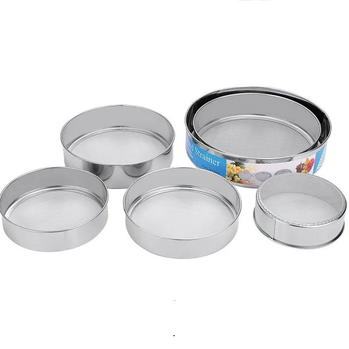 
6 Pcs Flour Sieve Kitchen Sifter Fine Mesh Strainer Stainless Steel Round Strainer Set for Baking Straining Powdering 