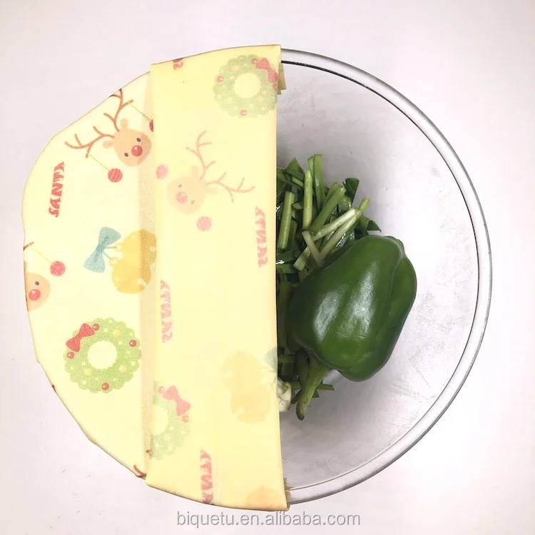 
Organic Reusable Cling Food Wraps Beeswax Food Storage Wrap Christmas Pattern 