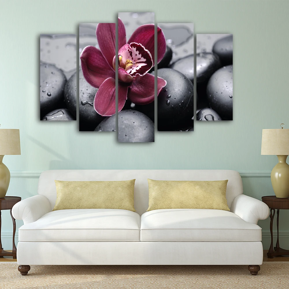 
5 pieces modern digital wall printing decor canvas orchid wall art flowers murals painting art for home decorative dropship 