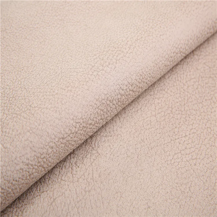 
Suede manufacturers embossed suede sofa fabric backing with polar fleece 