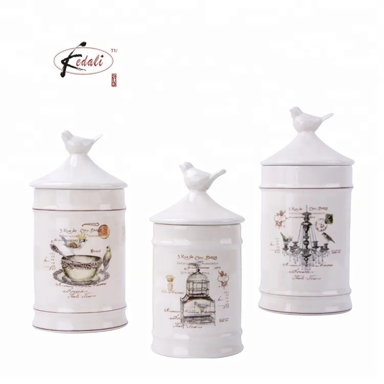 Wholesale tea sugar salt canister kitchen storage jar ceramic food storage container