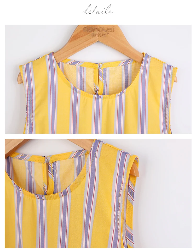 
Hot Sale Kids Girl Vertical Stripe Summer Leisure Sweetness Dress Sleeveless Skirt 