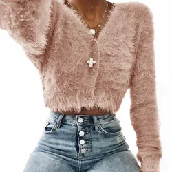 Casual Jacket Tops Long Sleeve Overcoat Pullover Knit Teddy Fur Coat