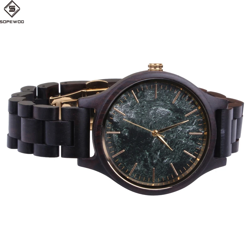 
mens branded custom logo wholesale wooden quartz wrist watch 
